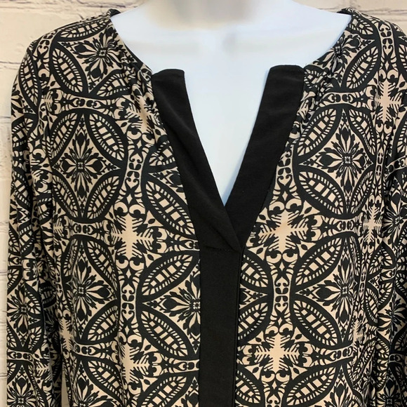 Ivy Ridge printed long sleeve top - orange, black, cream, yellow & maroon - Picture 10 of 11